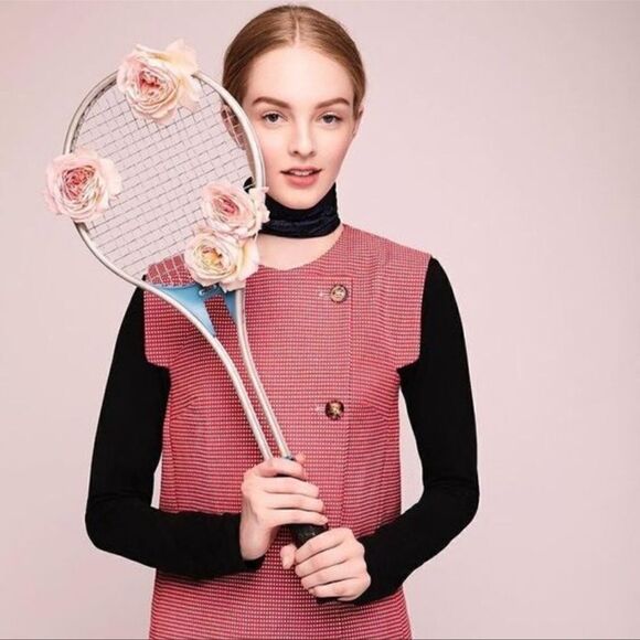 pearl by Lela Rose Sleeveless Checked Double Breasted Sheath Dress Sz 6 - Picture 15 of 15